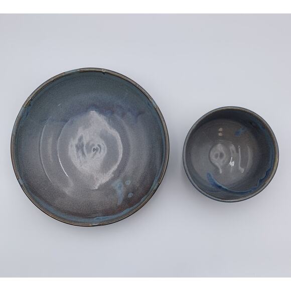 Two Bowls Stoneware Pottery Lavender Blue Brown Glazed Gary Anderson Helena MT